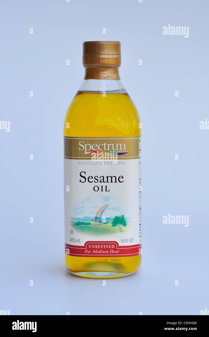 Unrefined sesame oil bottle Stock Photo Alamy