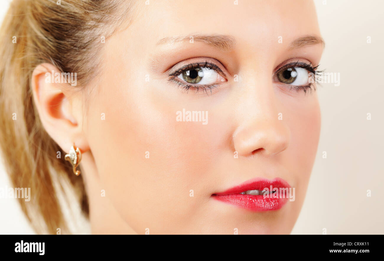 Closeup portrait of a pretty young blond woman Stock Photo - Alamy