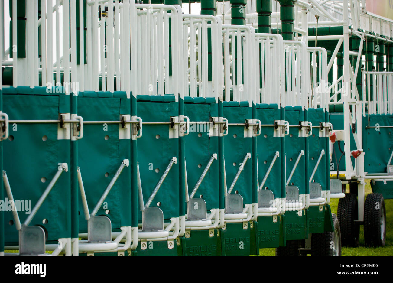 Empty Starting gates for horse racing Stock Photo