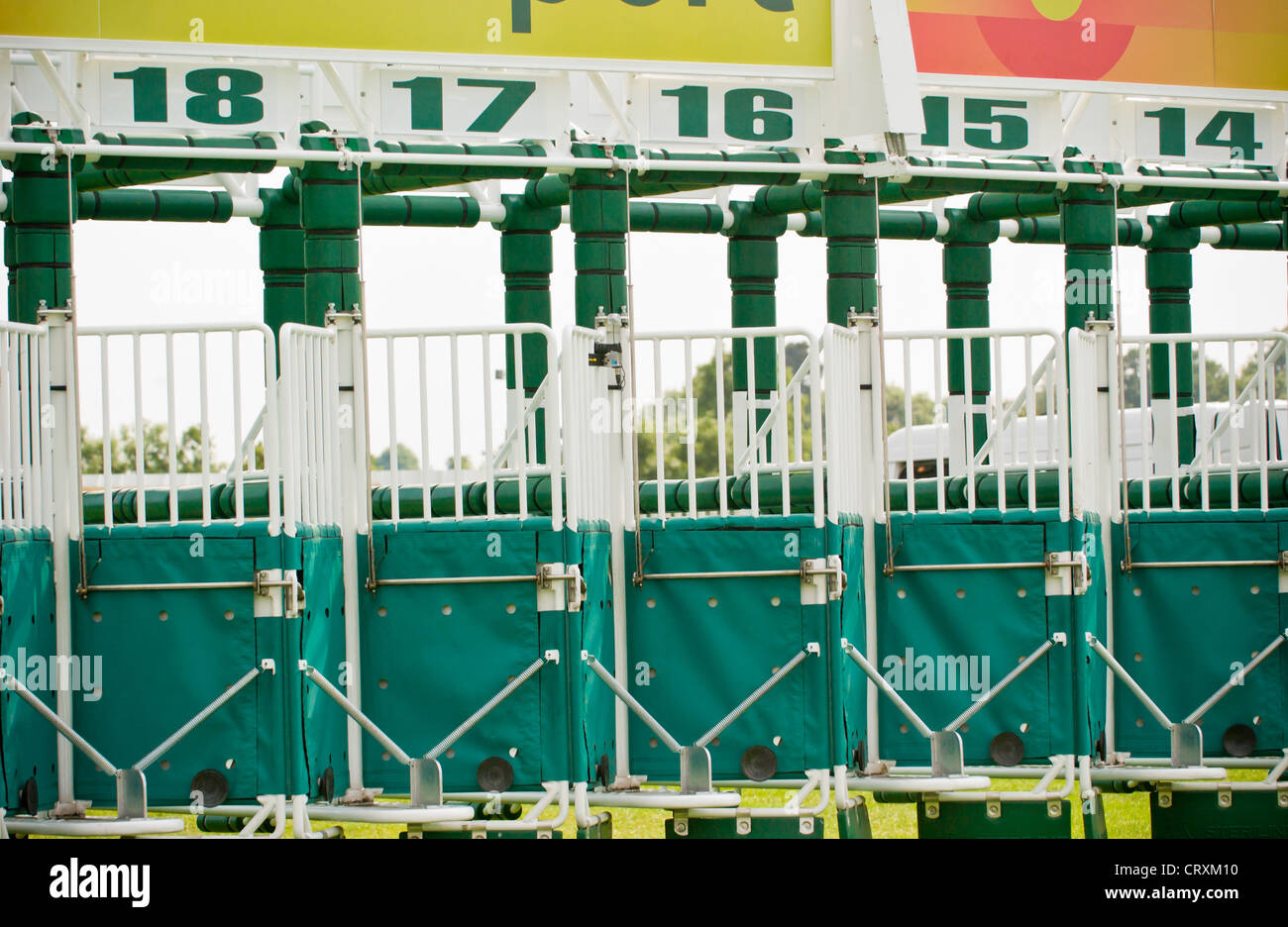 Empty Starting gates for horse racing Stock Photo