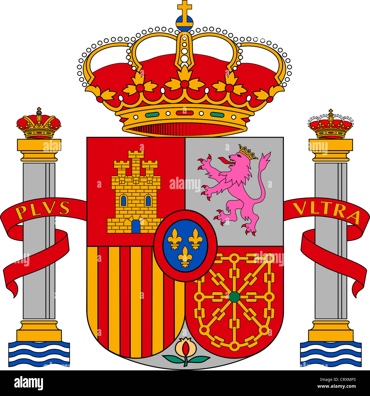 National coat of arms of the Kingdom Spain. Stock Photo