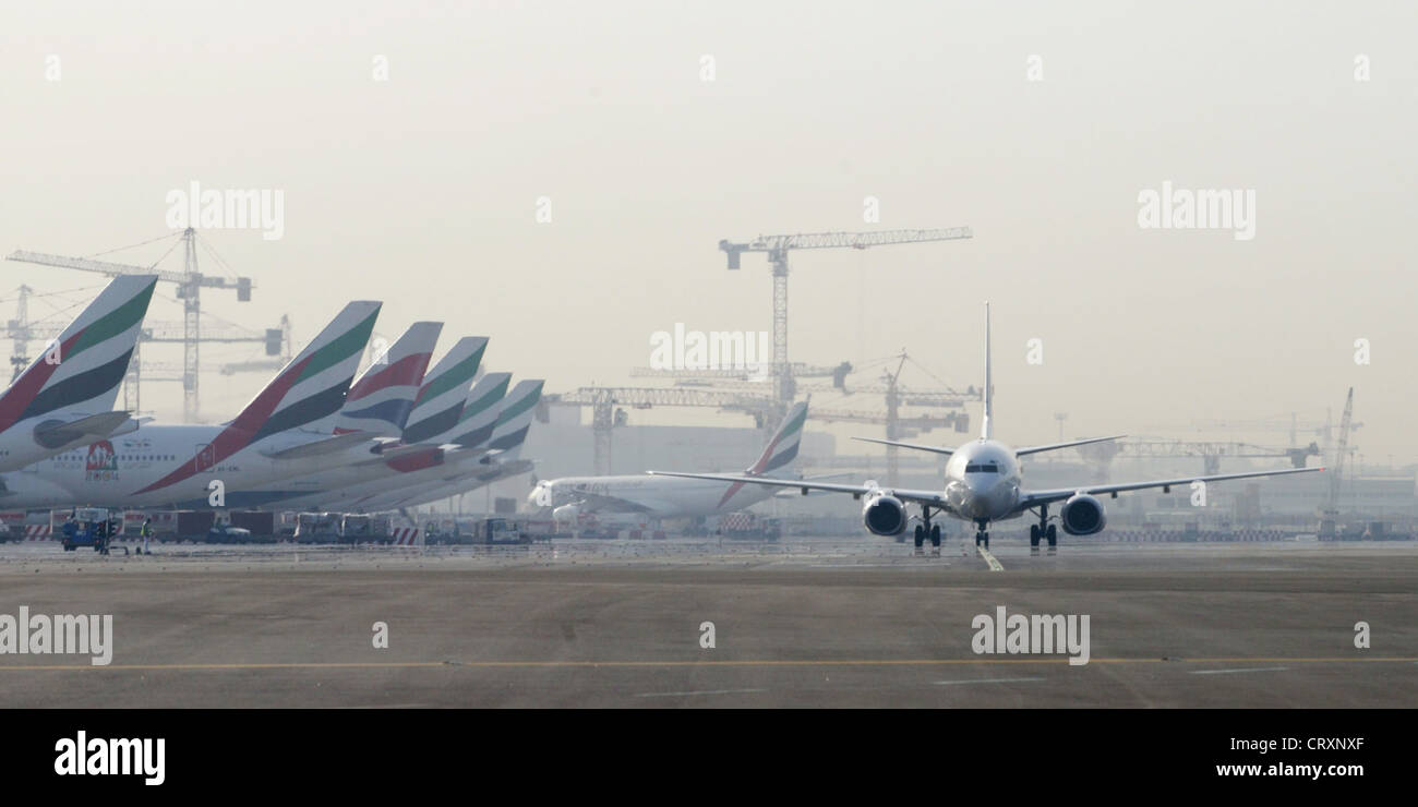 Aircraft of Emirates Airlines at Dubai airport Stock Photo