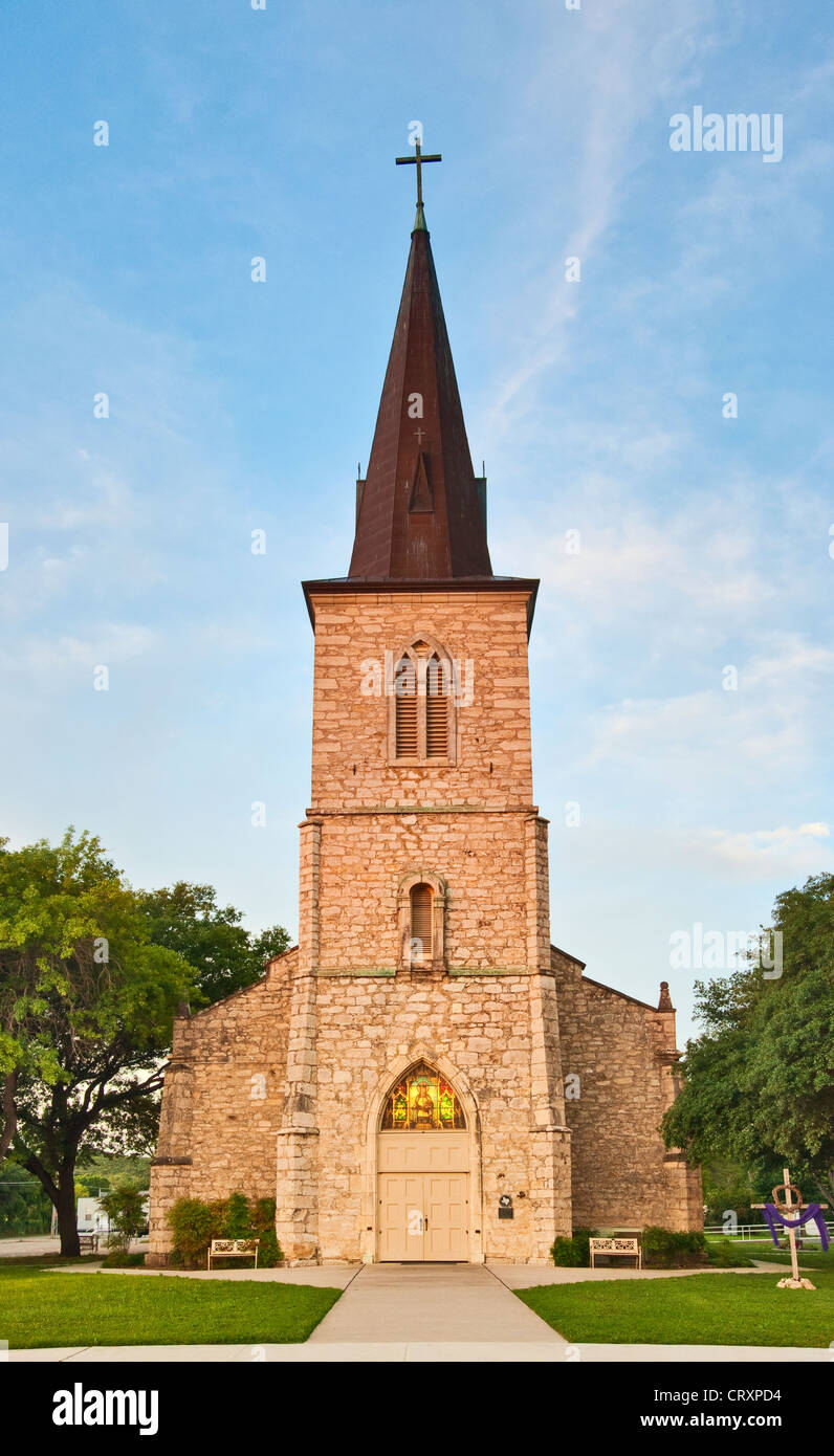 St. Louis Catholic Church, built 1870, in Castroville, Texas, USA Stock Photo