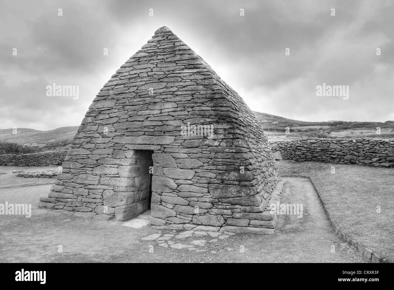 Ireland, County Kerry, View of Gallarus Oratory Stock Photo