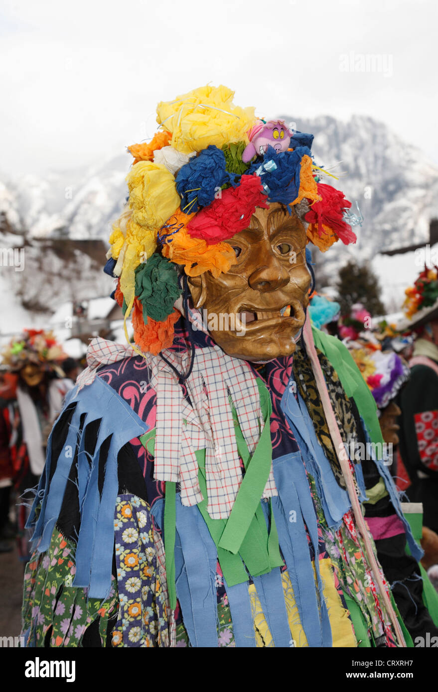 Austria, People celebrating carnival, Ebenseer Fetzenzug Stock Photo