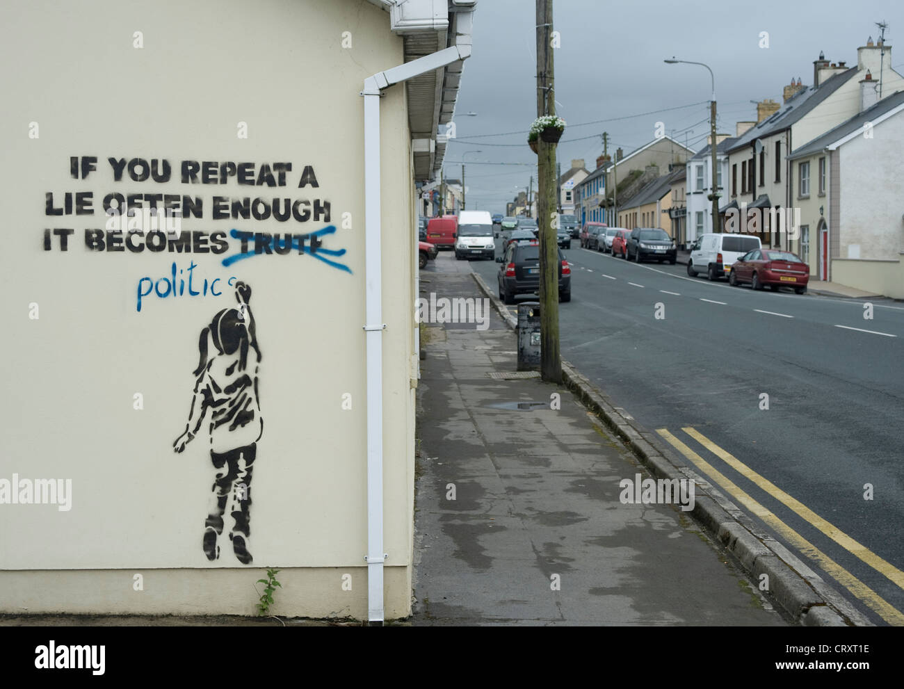 Graffiti on Main Street, Bundoran, County Donegal Stock Photo