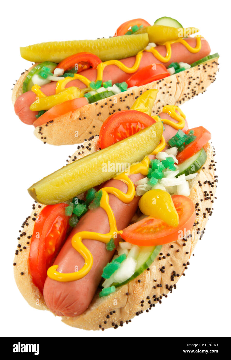 CHICAGO STYLE HOT DOGS Stock Photo