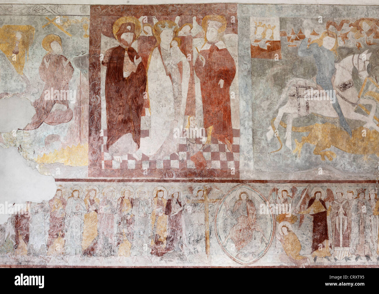 Austria, Styria, Ramsau am Dachstein, Fresco painting in church St Rupert am Kulm Stock Photo