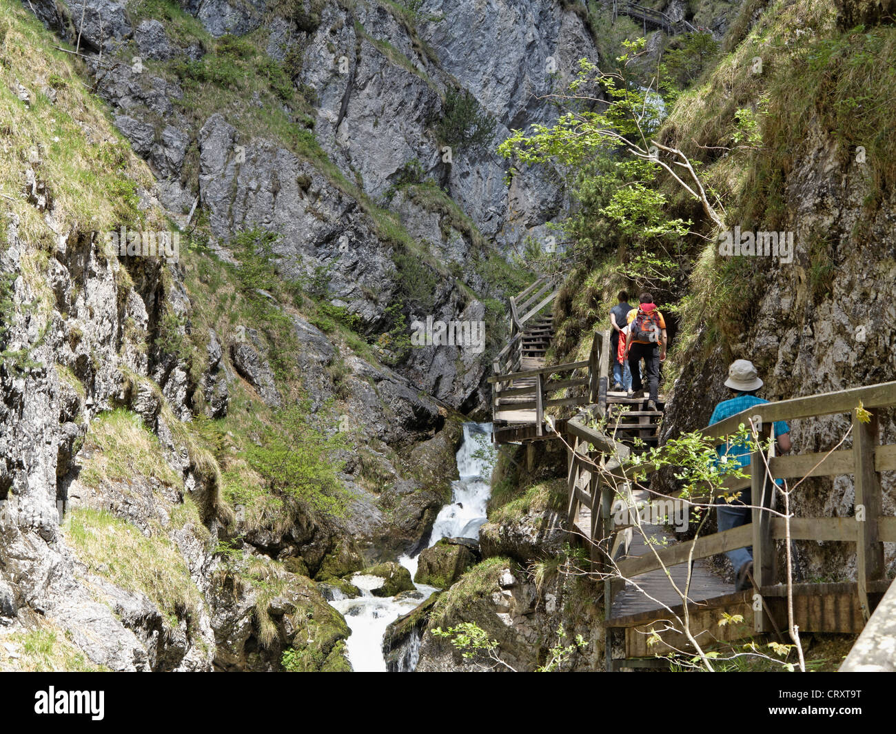 Austria, Styria, People at Wasserlochklamm Gorge Stock Photo