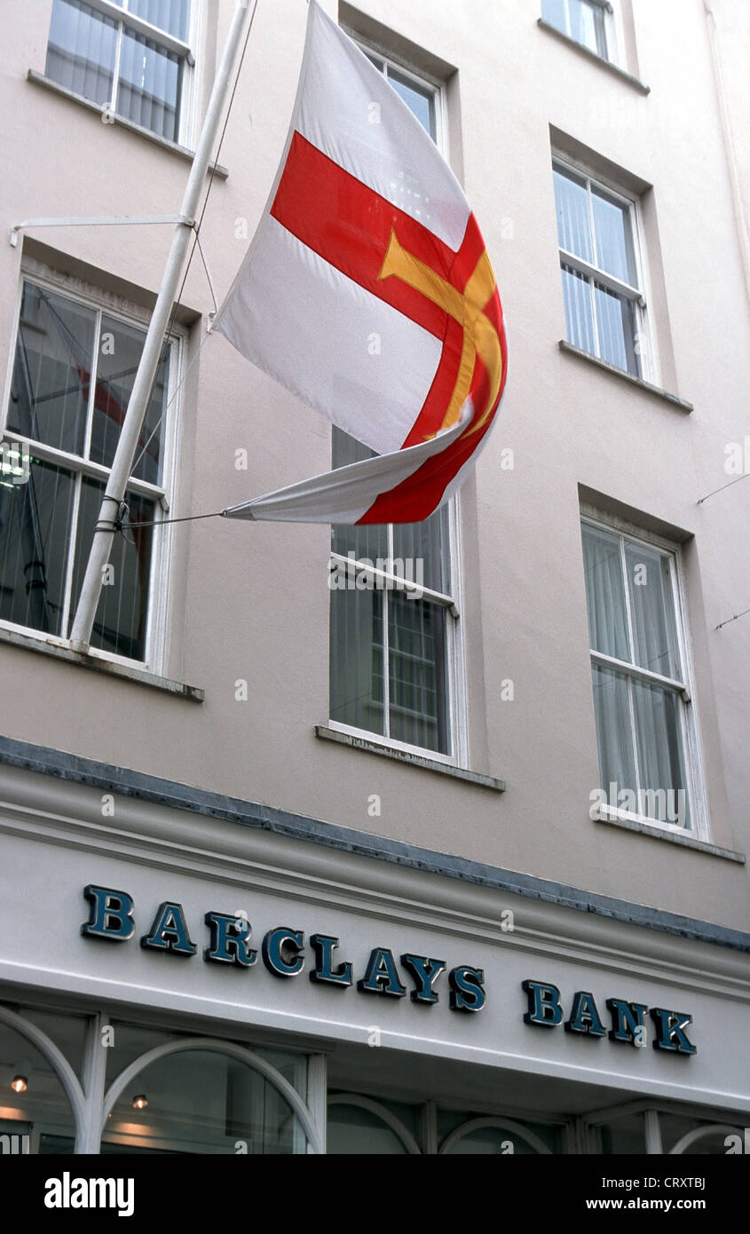 Channel Islands, Guernsey, Barclays Bank in St. Peter Port Stock Photo