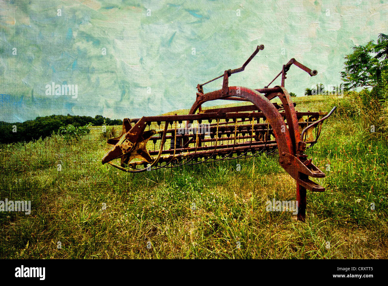 Not sure what this thing is called. Possibly a hay rake Stock Photo - Alamy