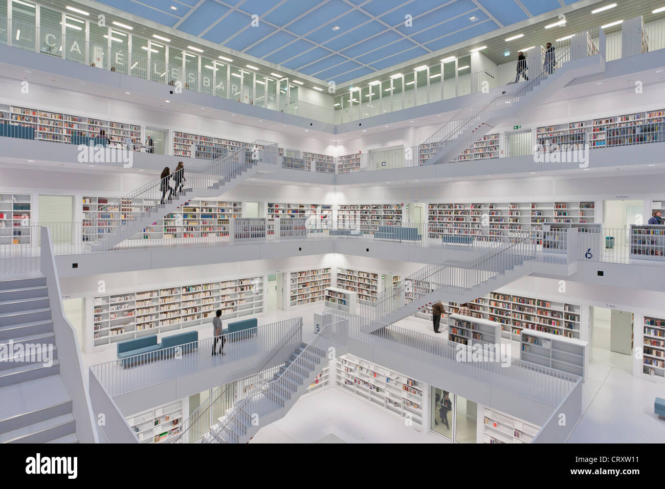 Germany, Baden Wuerttemberg, Stuttgart, Stadtbibliothek am Mailander Platz, Public library Stock Photo