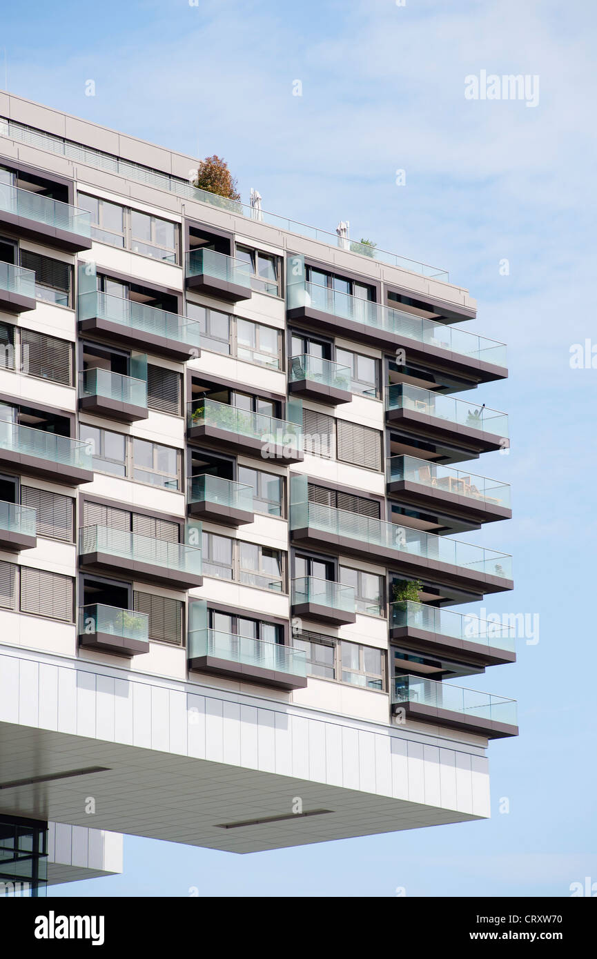 Modern upmarket apartment building in Rheinauhafen new commercial and