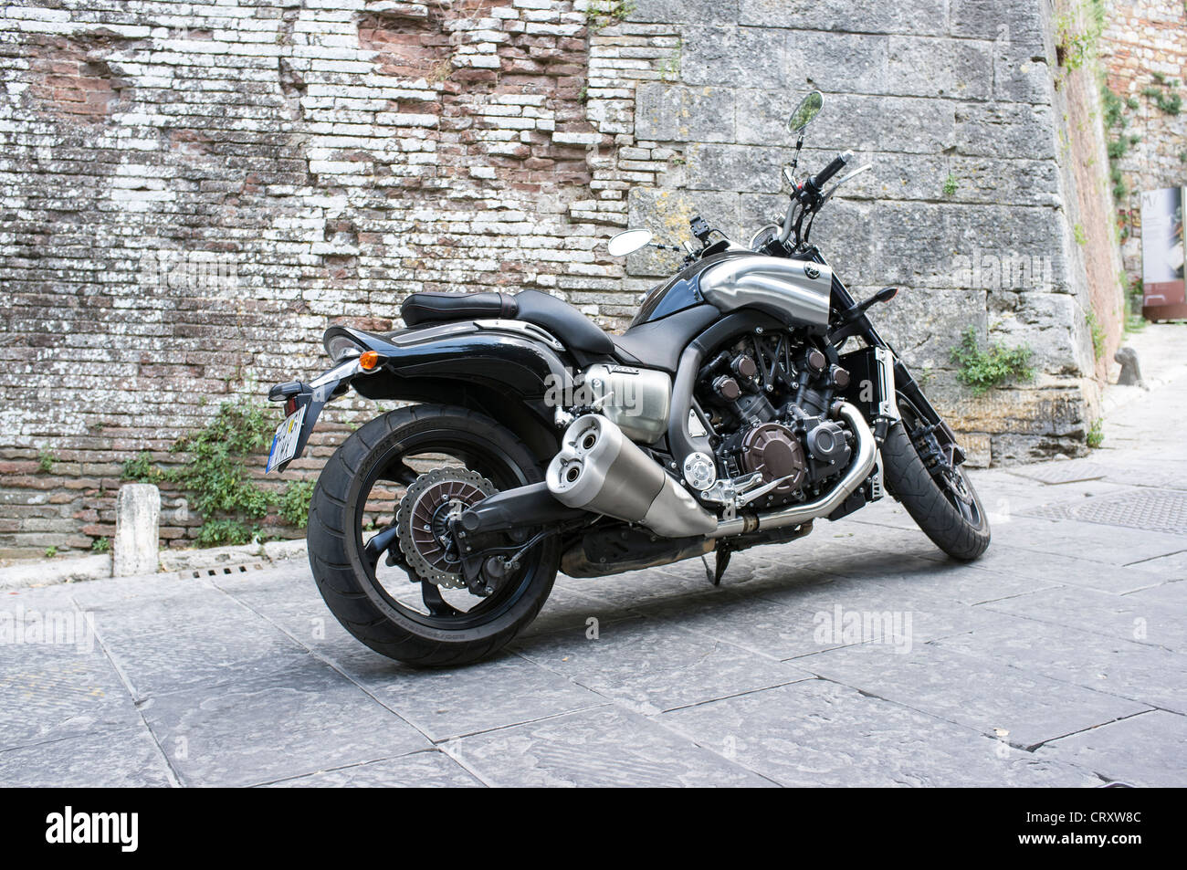 Yamaha V Max motorcycle parked in Italian street Stock Photo