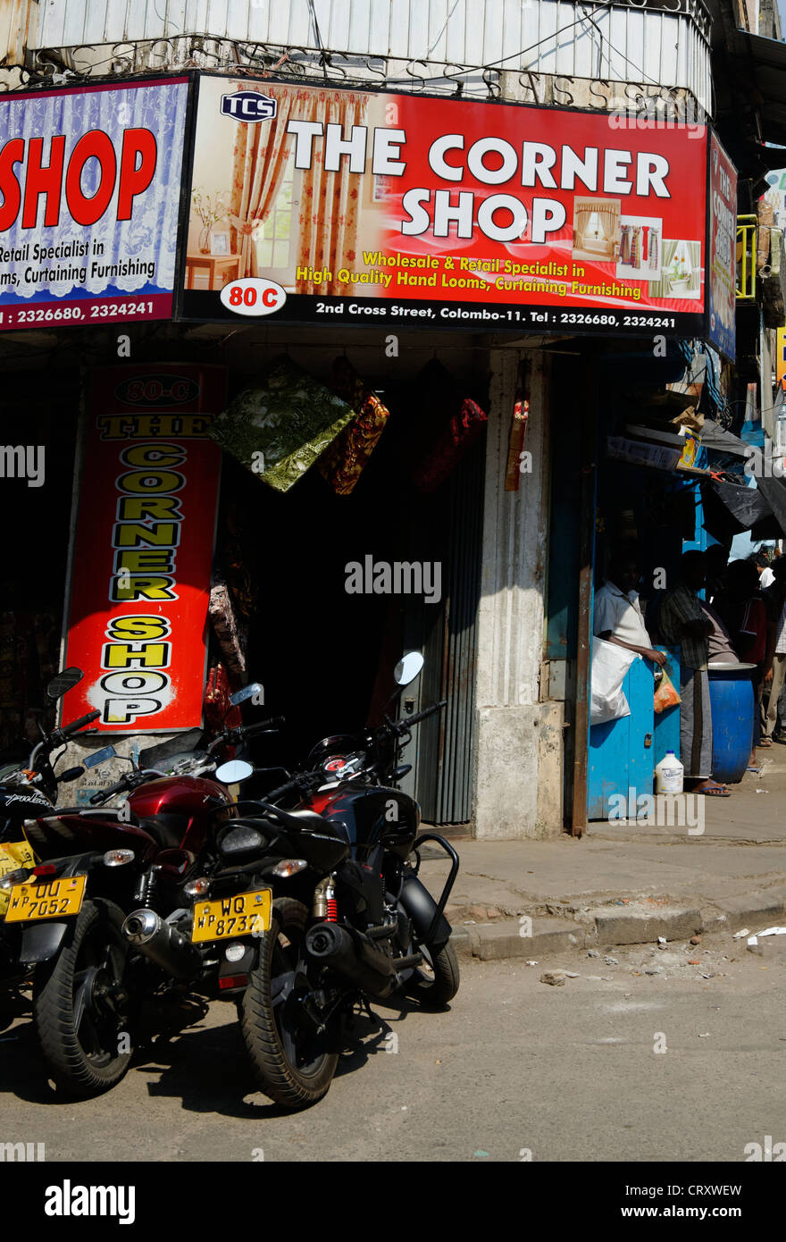 Corner shop in Pettah Market area of Colombo Sri Lanka,Asia Stock Photo