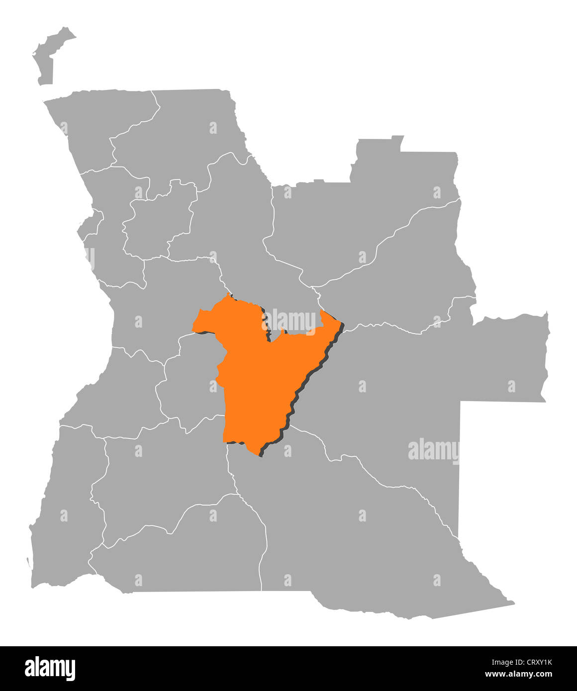 Political map of Angola with the several states where Bié is ...