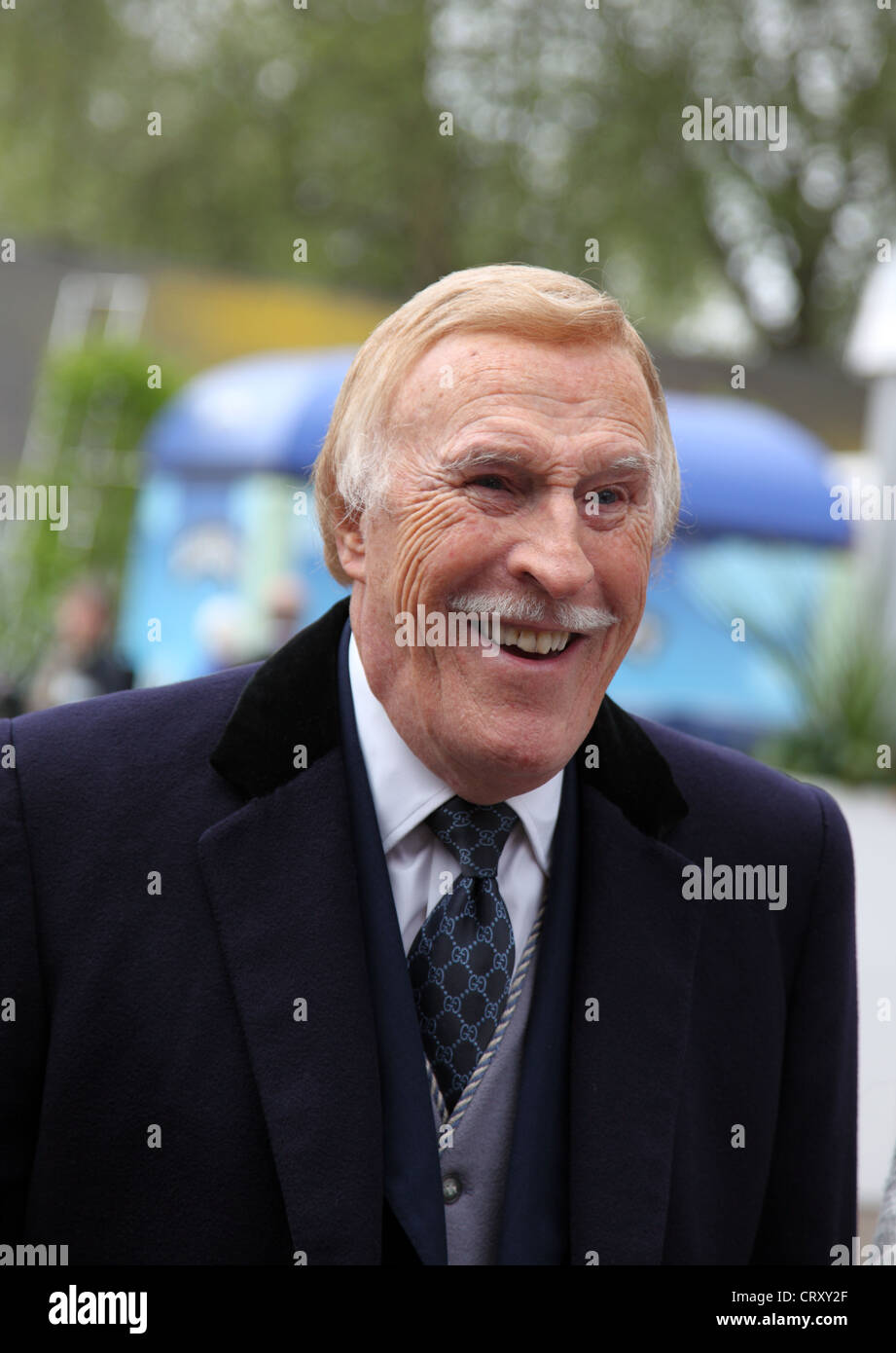 Sir Bruce Forsyth, English entertainer, at the Chelsea Flower Show 2012; moustatch Stock Photo