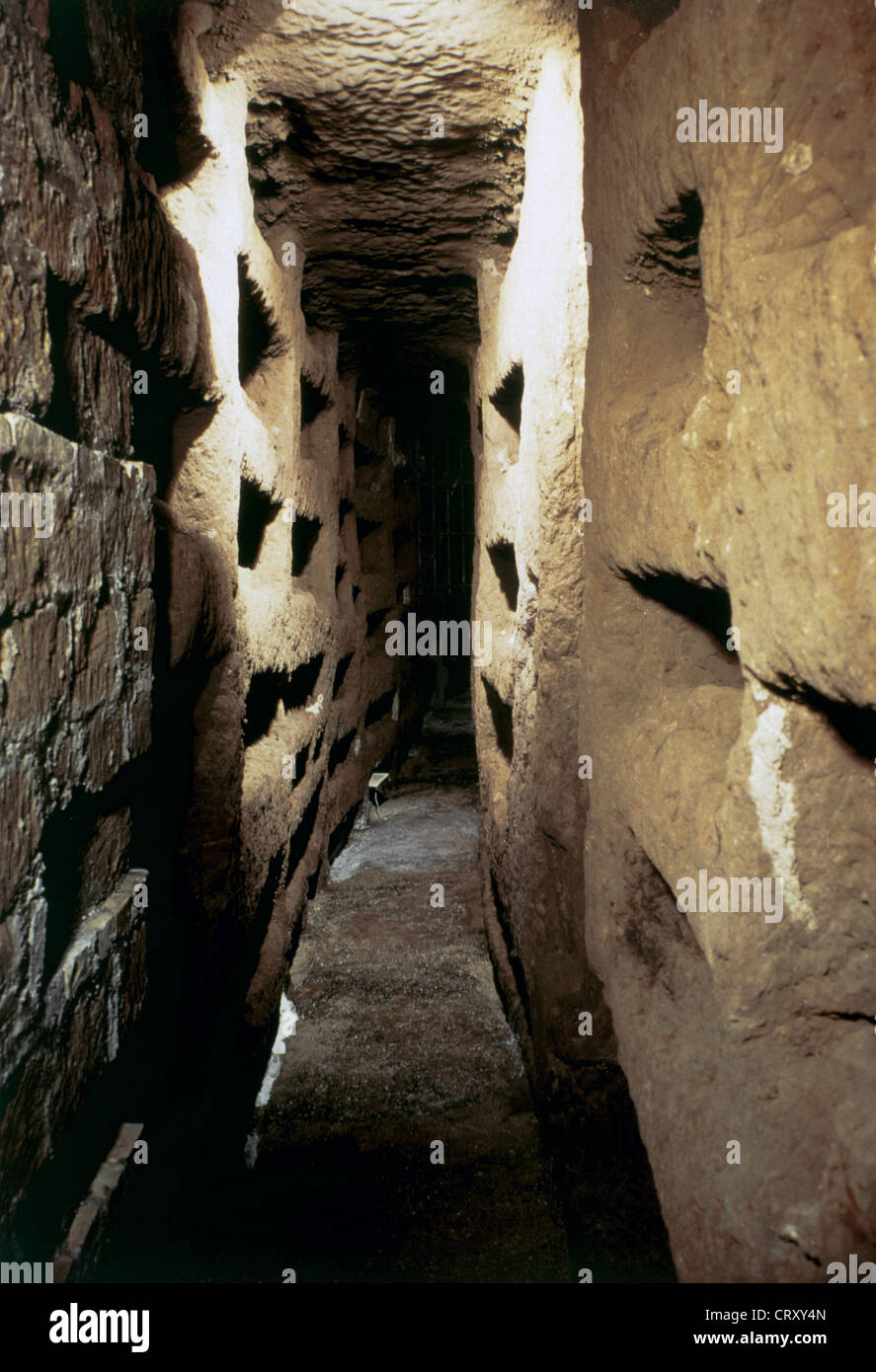 Italy. Rome. Catacombs of Callixtus. 2nd - 4th centuries. Interior. Stock Photo