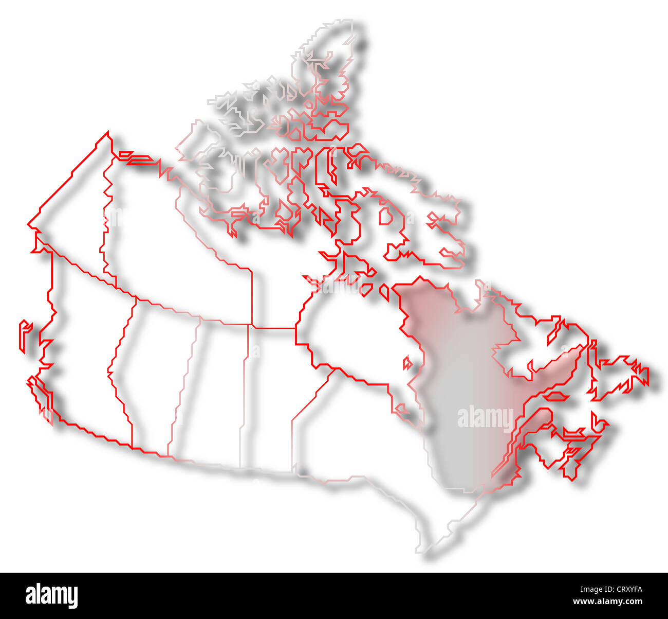 Canada Provinces Political Map Political Map Of Canada With The Several Provinces Where Quebec Is  Highlighted Stock Photo - Alamy