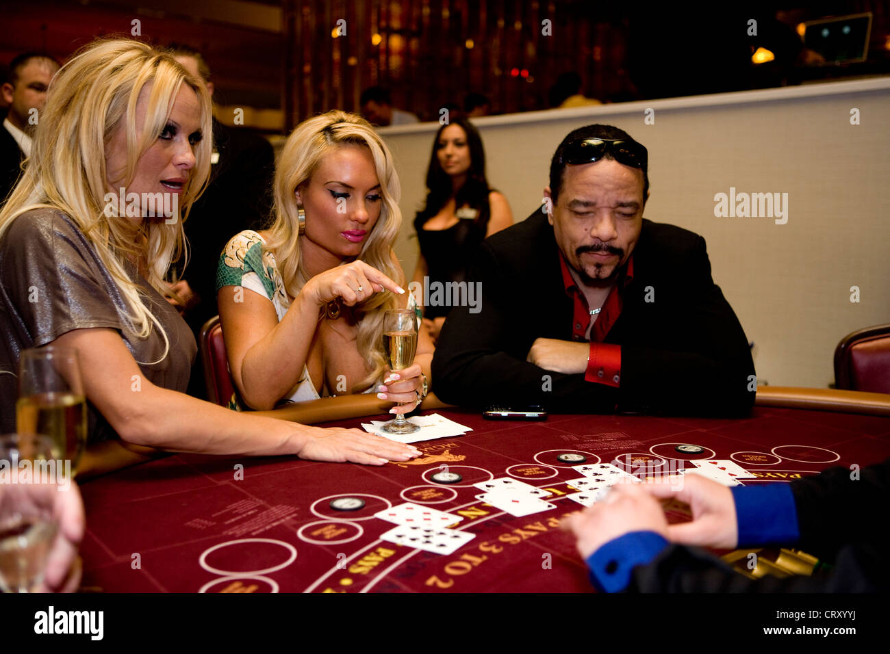 Pamela Anderson, Coco Austin and Ice T play blackjack during the 2nd  Anniversary party of the MGM at Foxwoods Stock Photo - Alamy