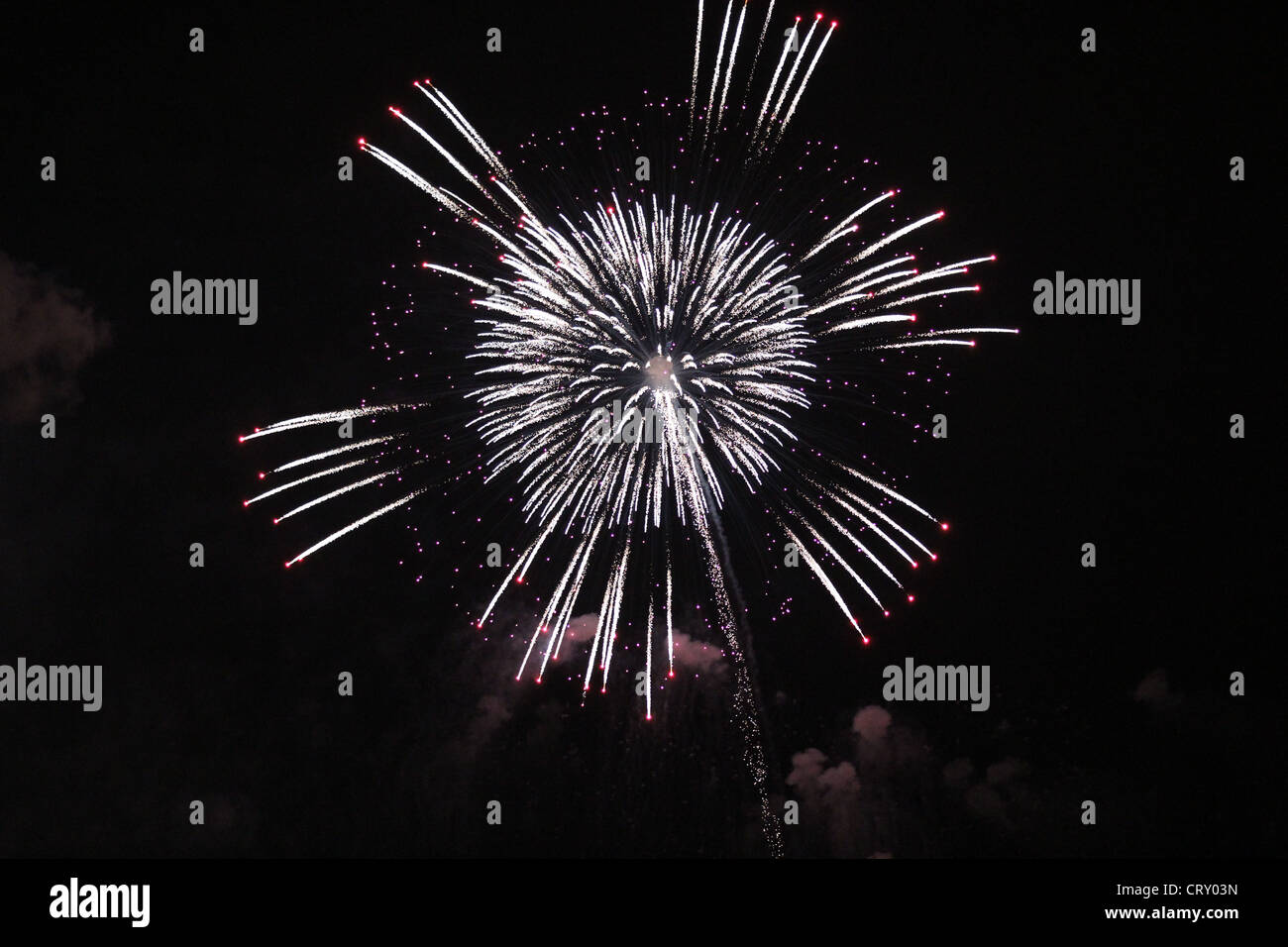 Fireworks display in sky Stock Photo
