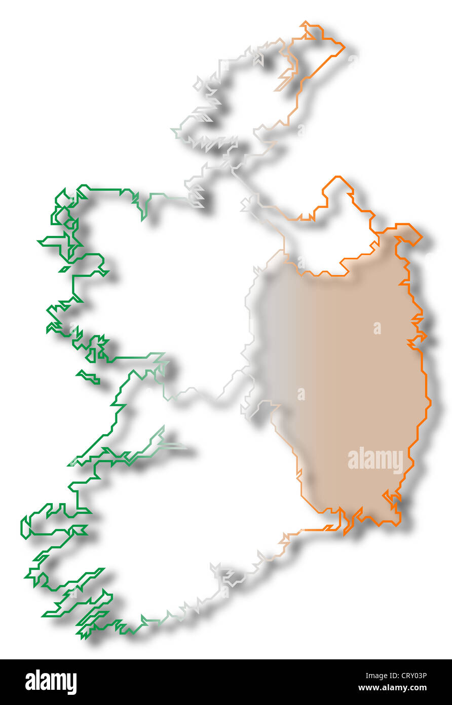 Political map of Ireland with the several provinces where Leinster is