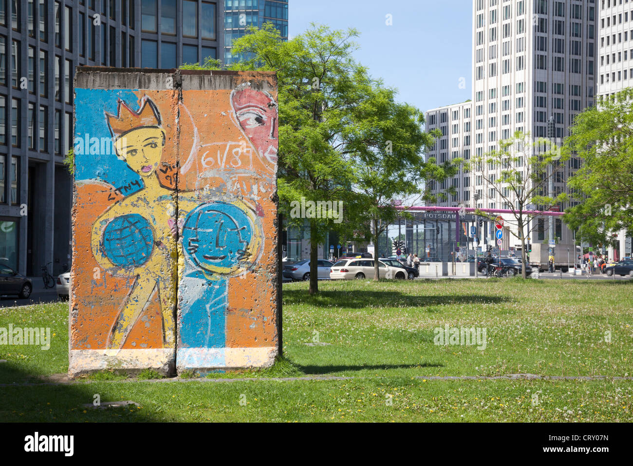Sections of the Berlin Wall on Leipziger Platz, Berlin, Germany Stock