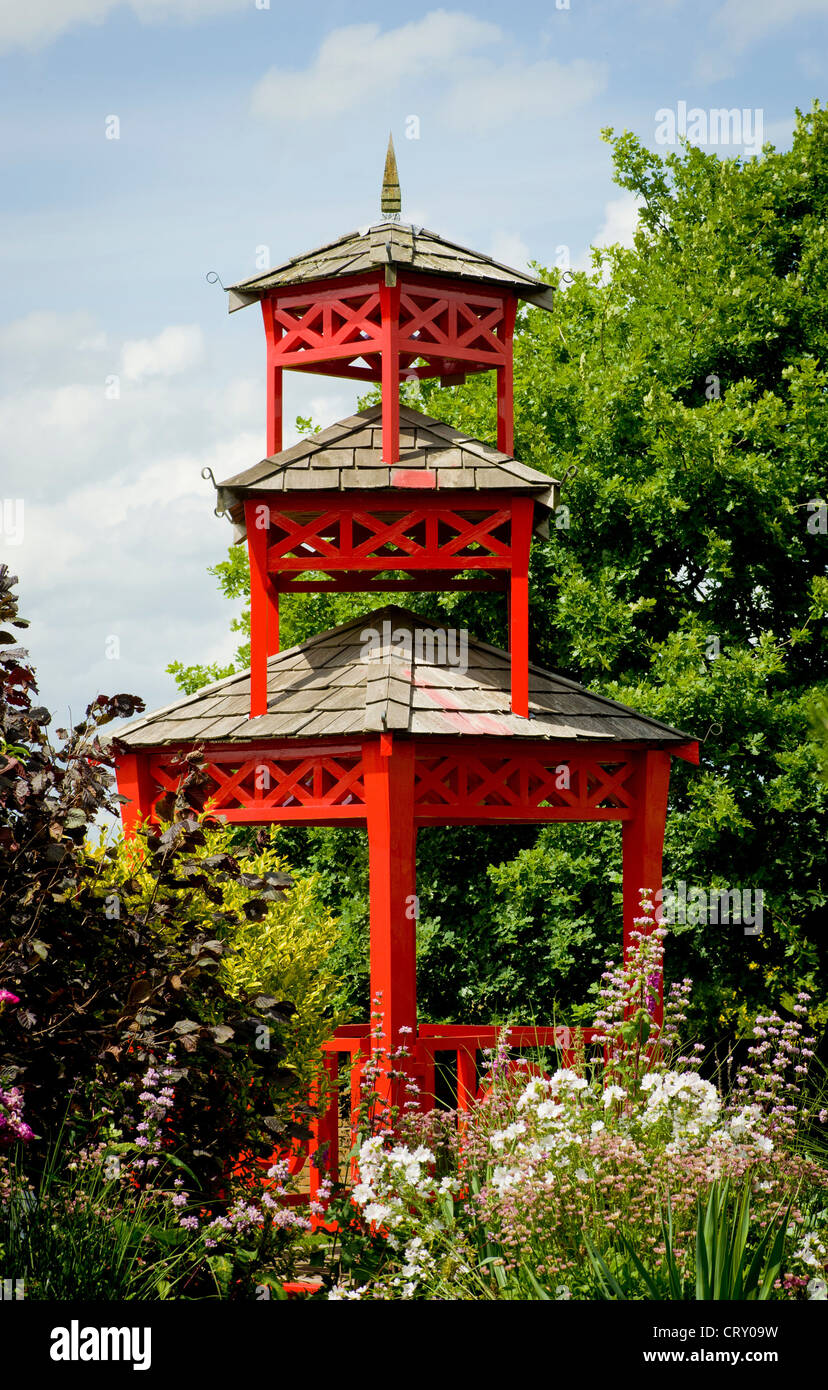 Japanese style Pagoda at Harlow Carr Gardens, Harrogate. Stock Photo