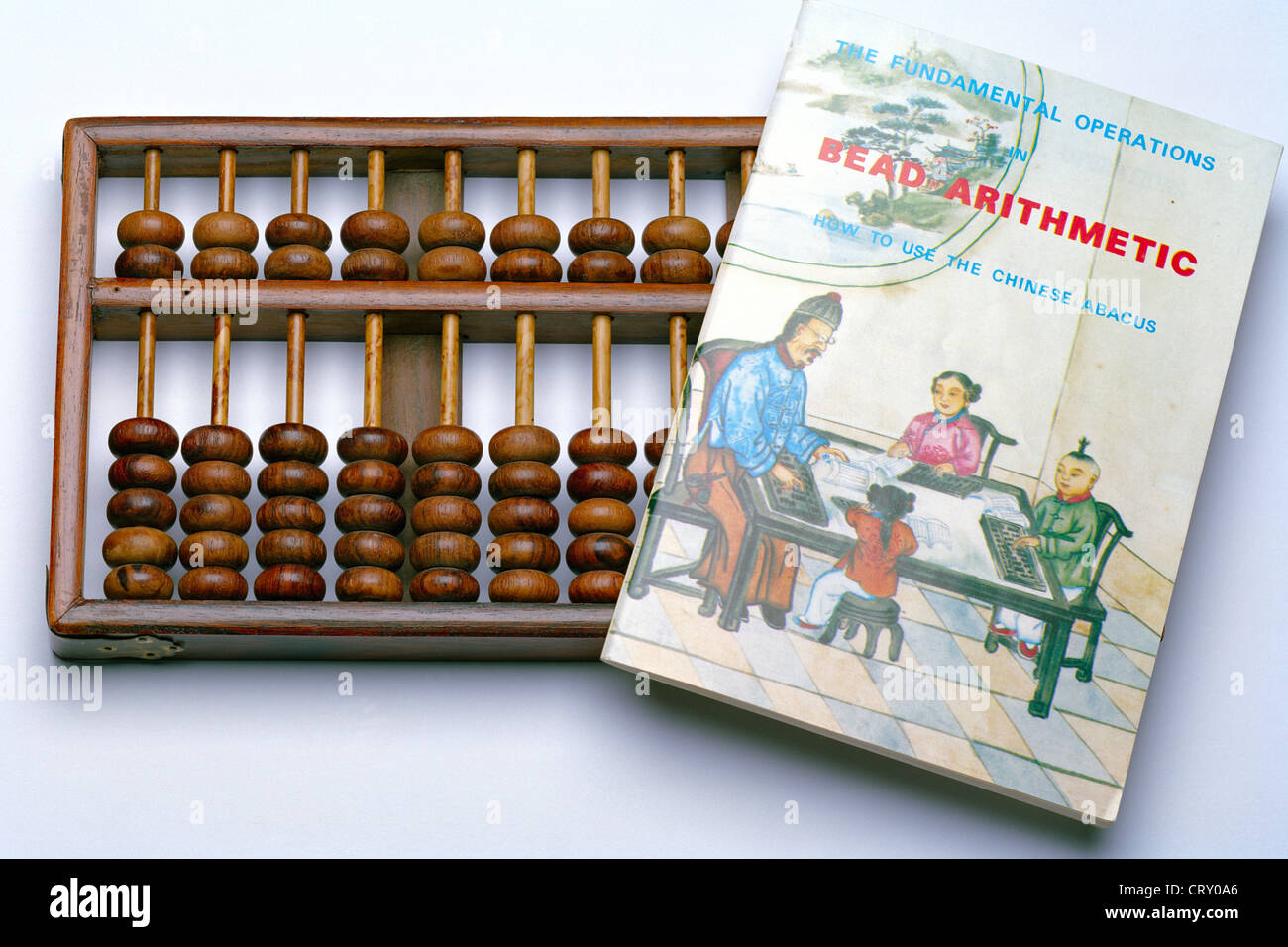 Chinese abacus and Bead Arithmetic instruction book Stock Photo