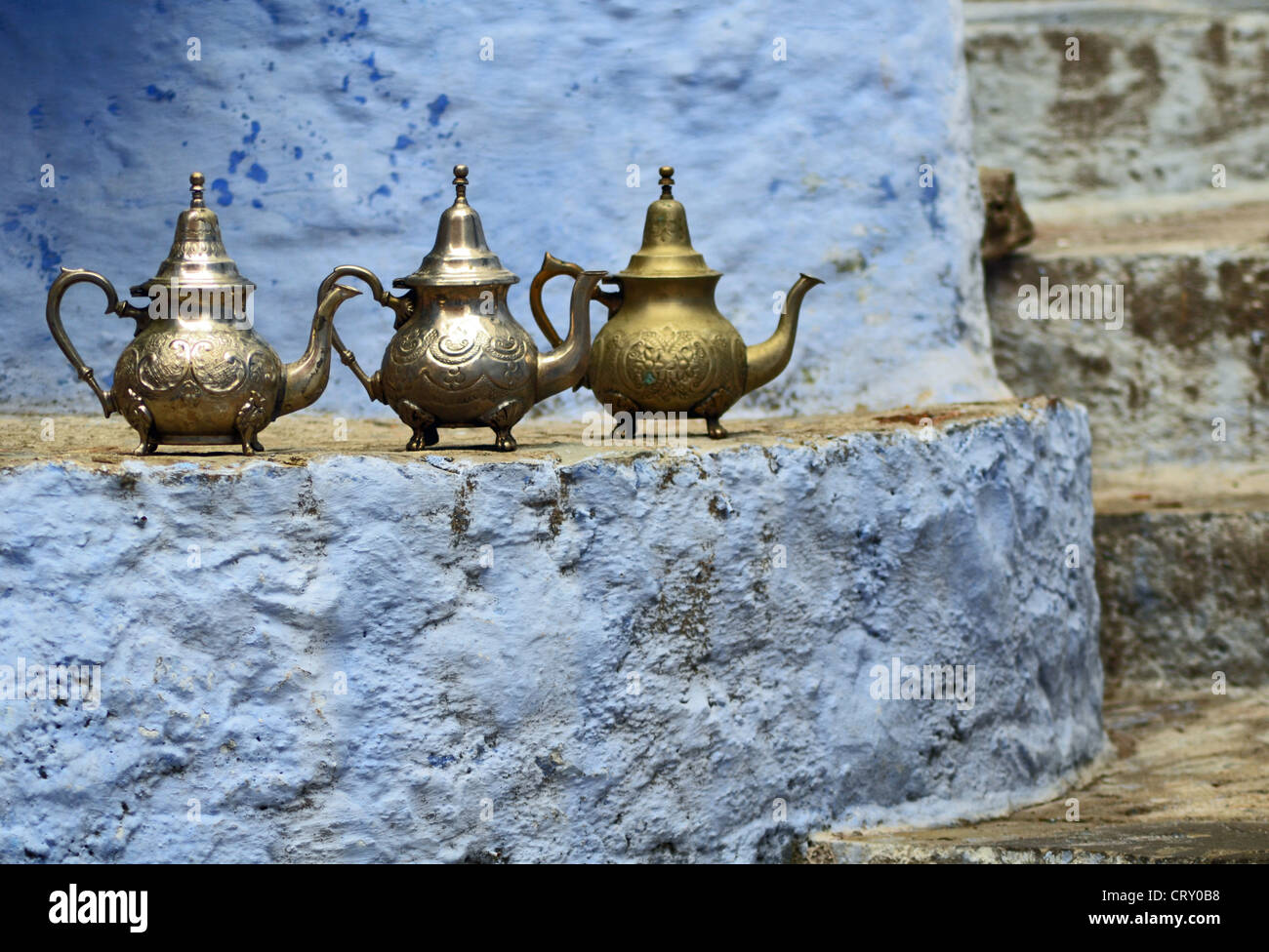 Moroccan teapots in Chefchaouen, Morocco Stock Photo Alamy