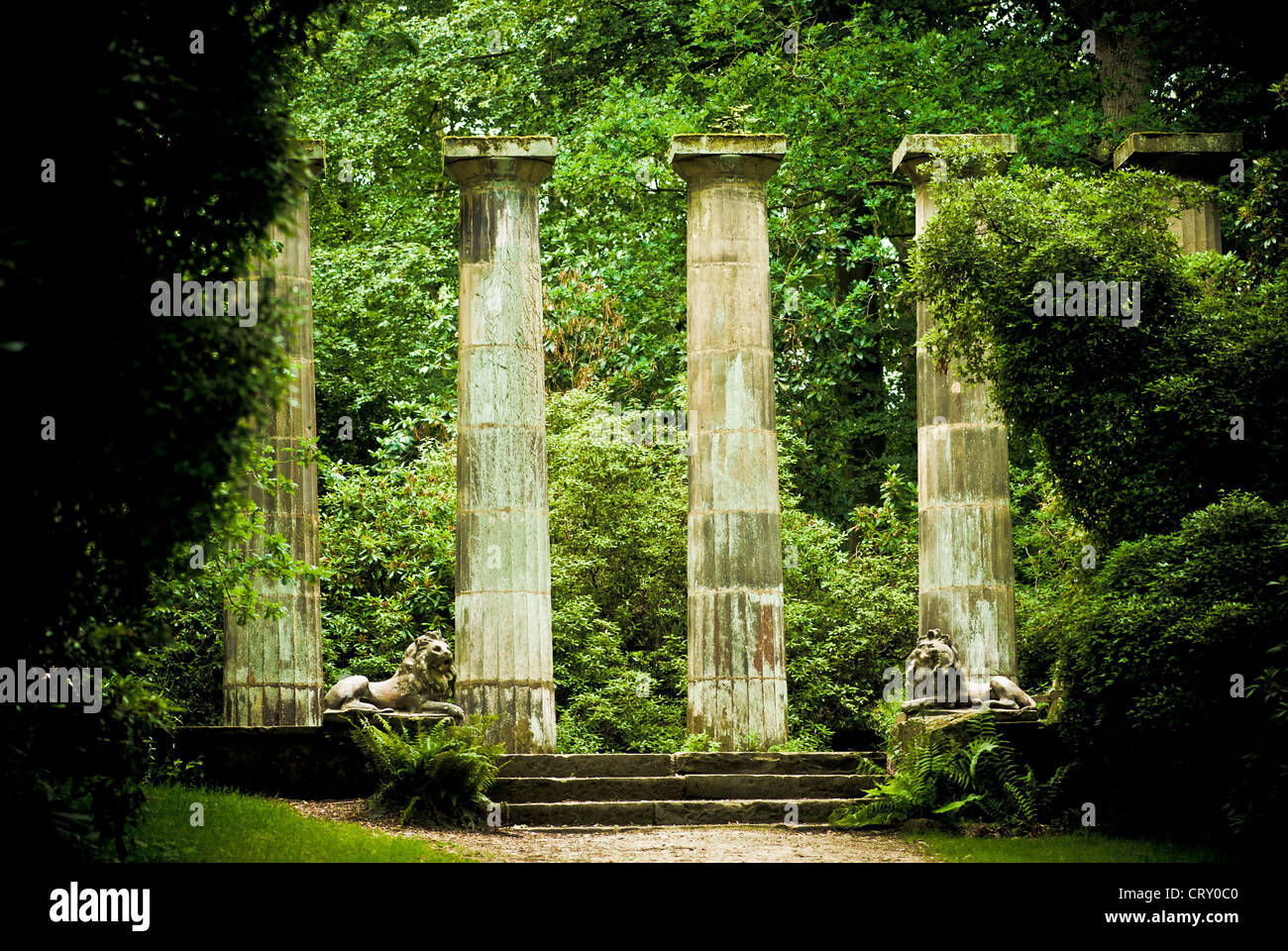 Doric columns, Harlow Carr Gardens, Harrogate. UK Stock Photo