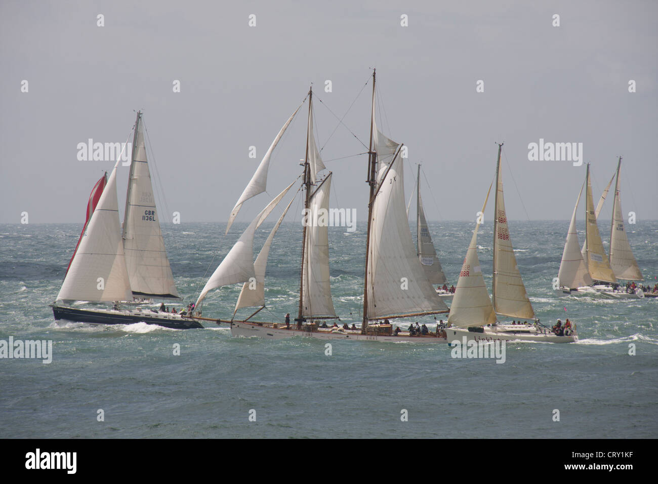 Yachts and Gaffer racing in the Channel Stock Photo