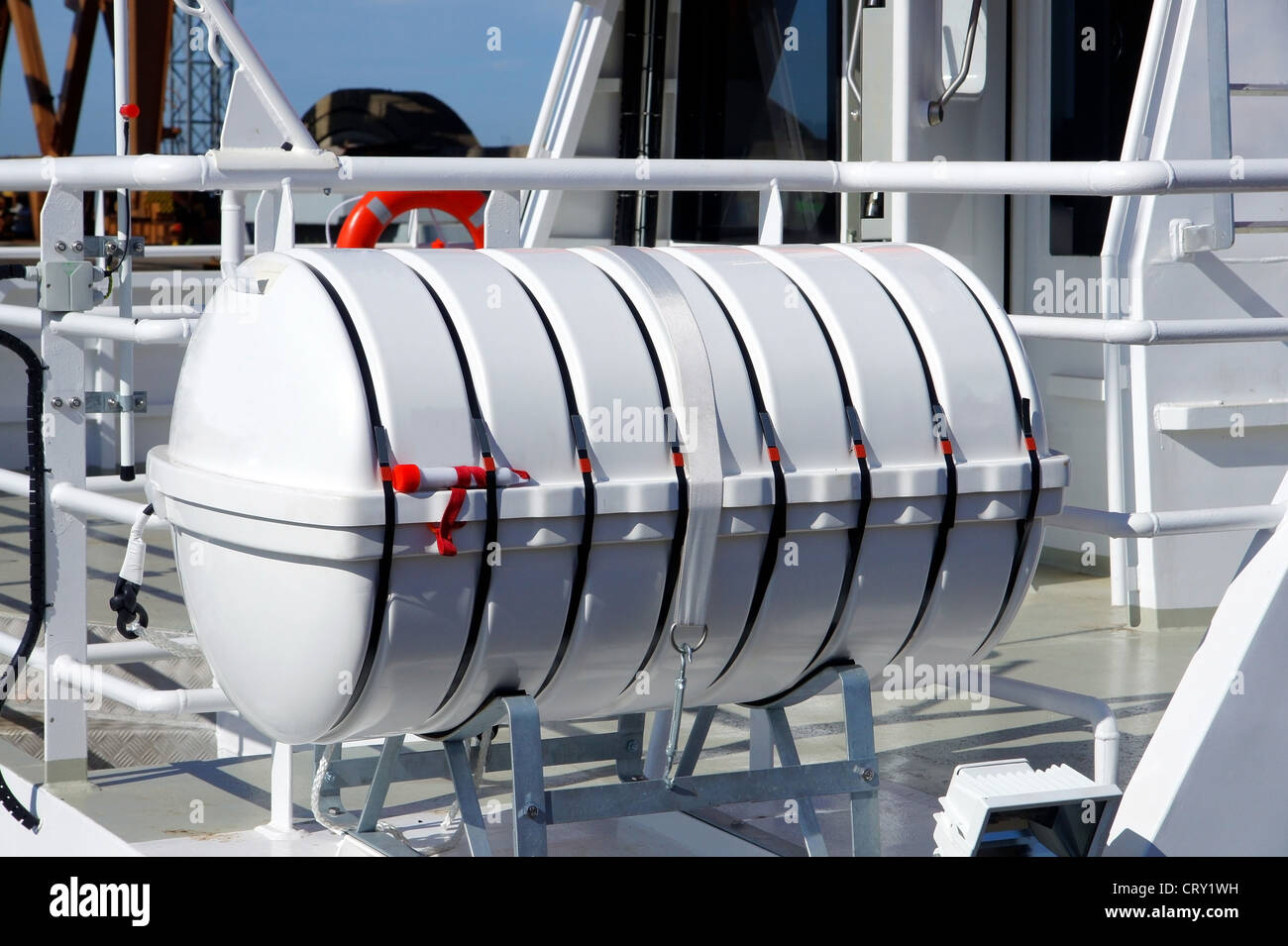 Liferaft save lives during an accident at sea Stock Photo - Alamy