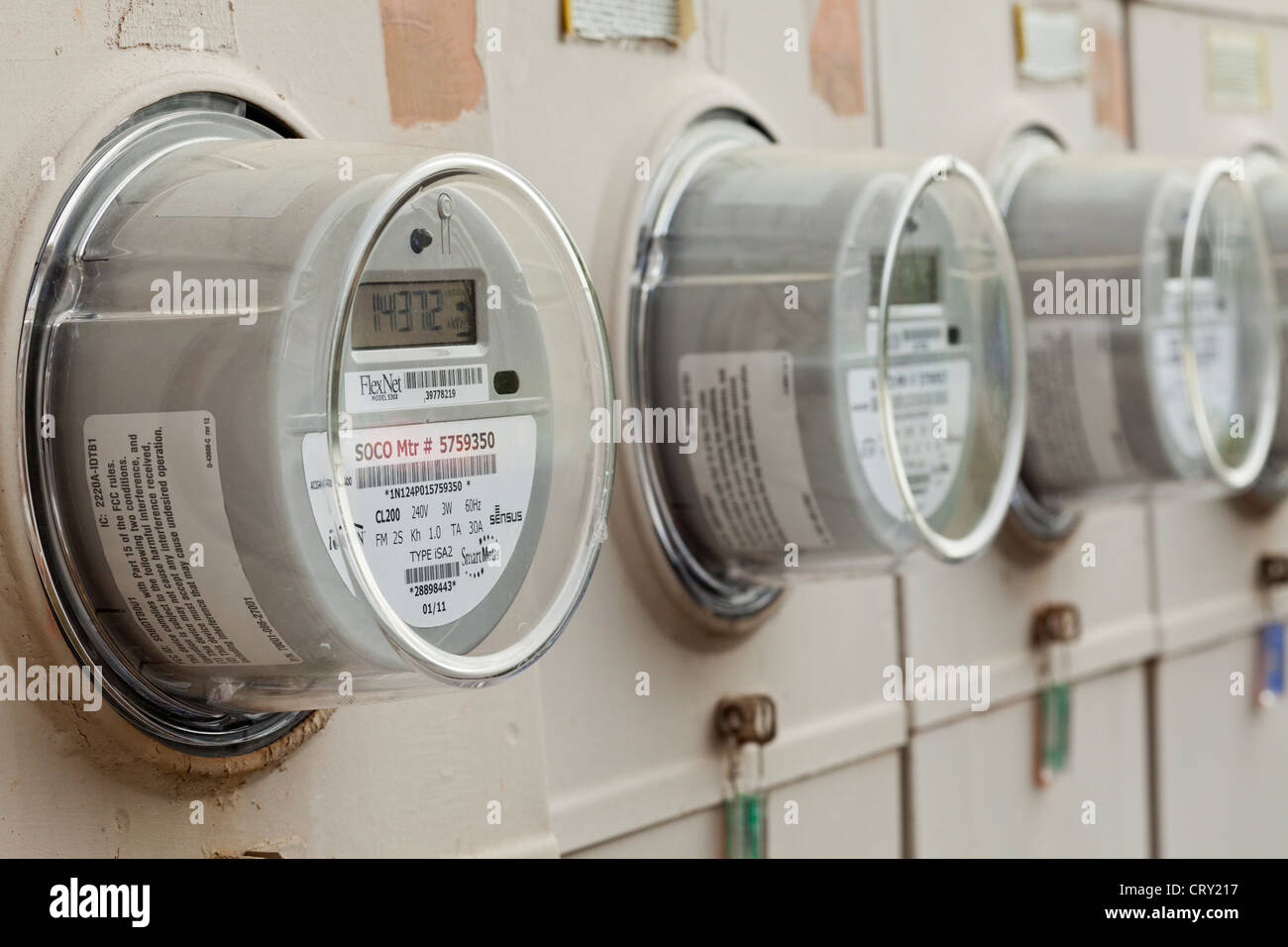 Digital Electric Meters for Apartment Complex Stock Photo Alamy