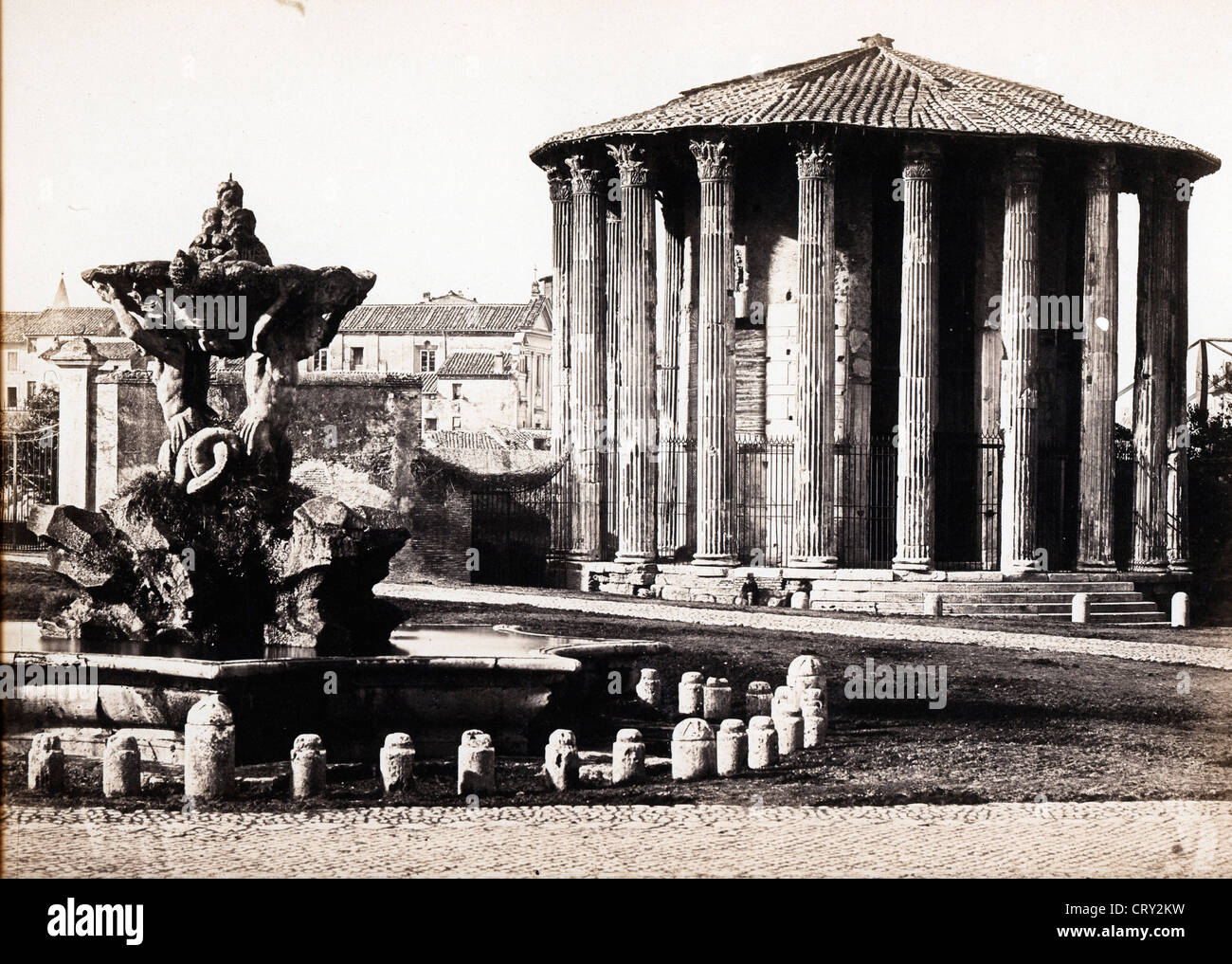 Tempio di Vesta, Roma, ca 1850, by Tommaso Cuccioni Stock Photo