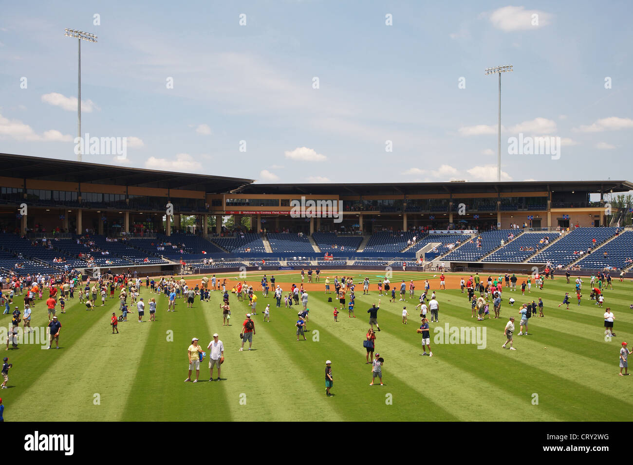 Fans Playing Catch on Braves Field Stock Photo Alamy