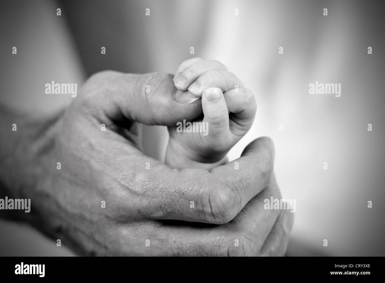 father holding his newborn baby daughters hand Stock Photo - Alamy