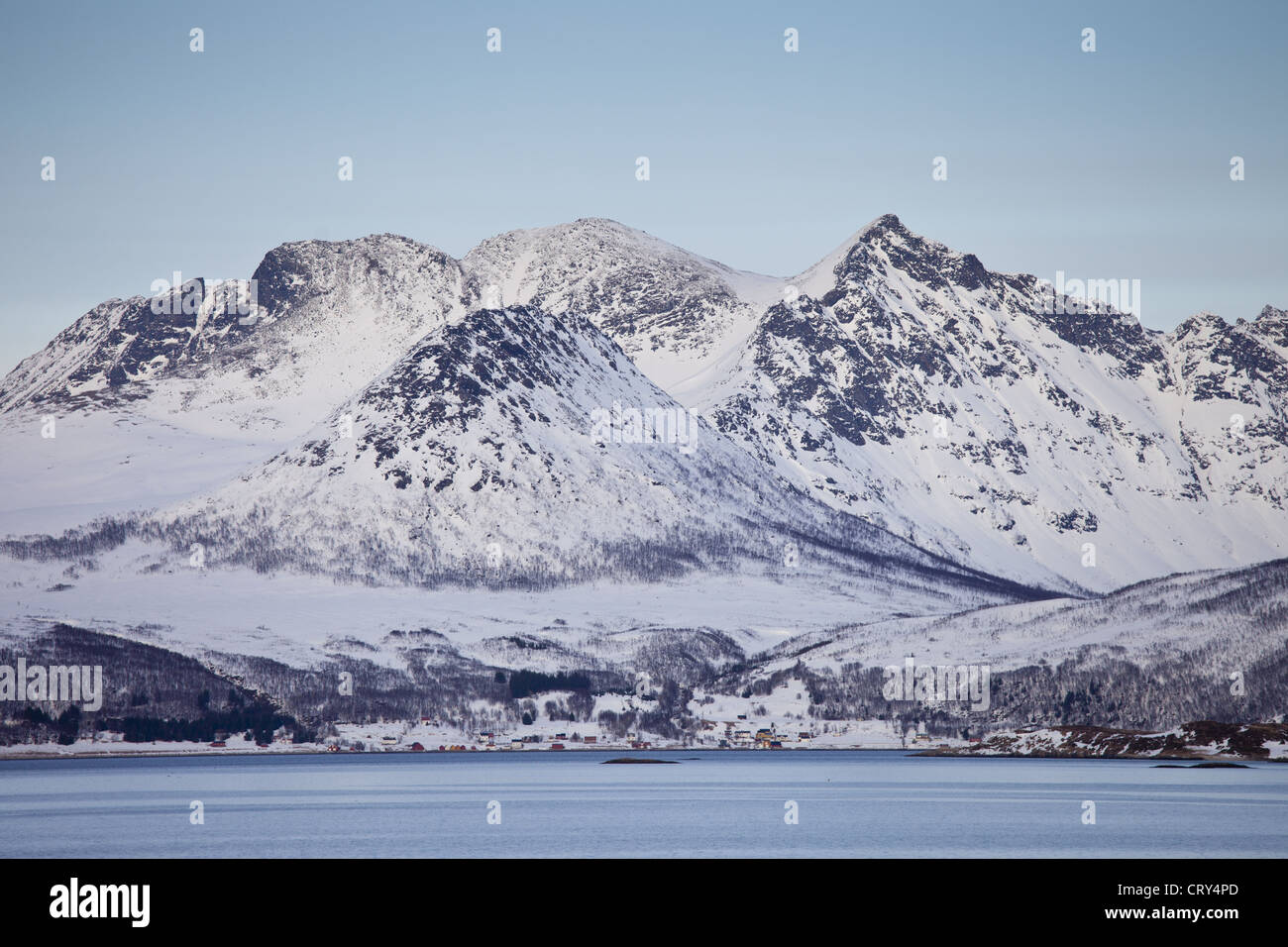 Hamlet on Kvaloya Island near Sommeroy in Arctic Circle Northern Norway Stock Photo