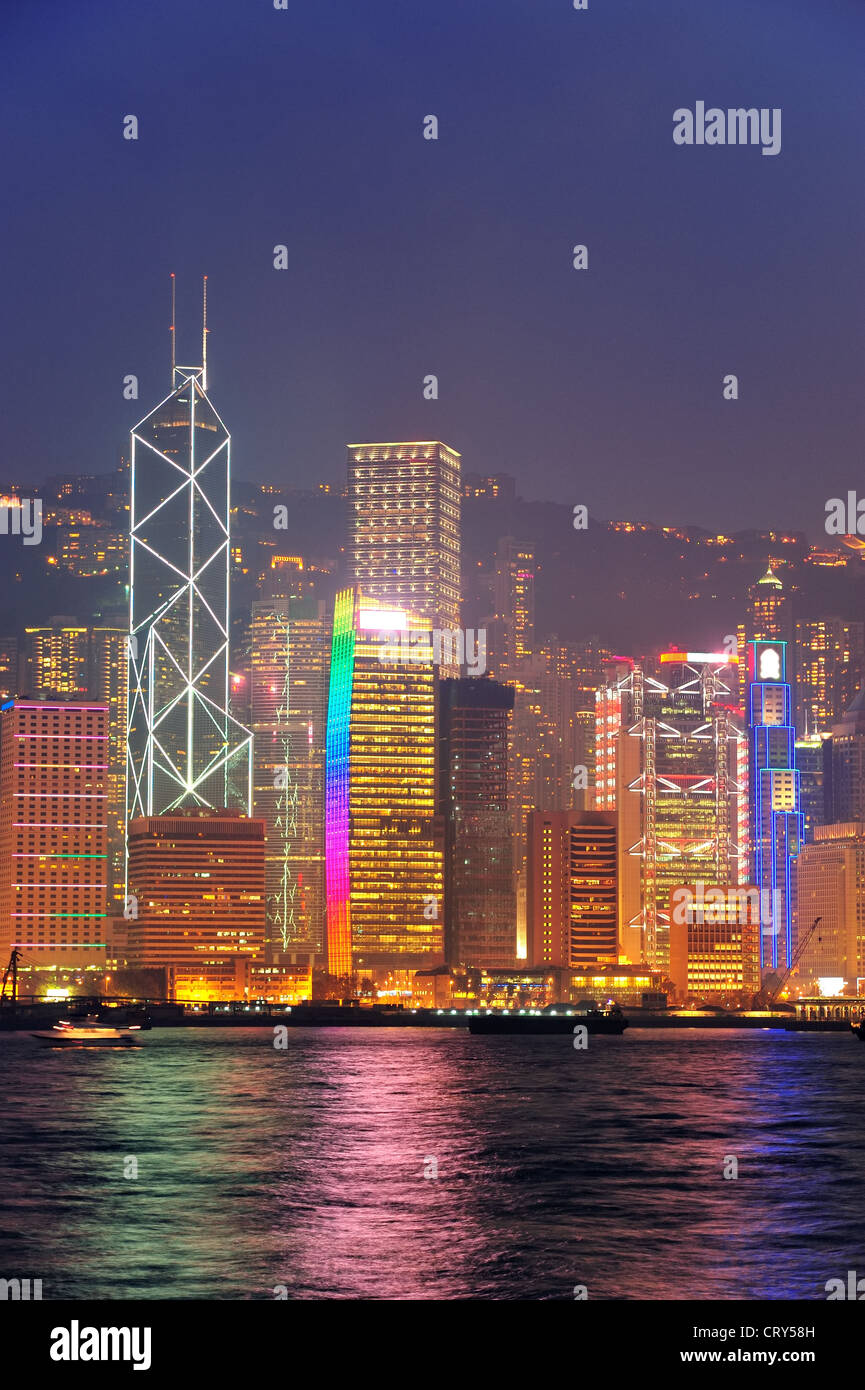 Hong Kong urban skyline panorama at night Stock Photo - Alamy