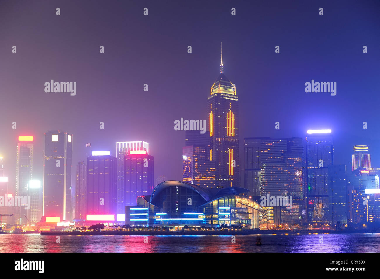 Hong Kong urban skyline panorama at night Stock Photo - Alamy