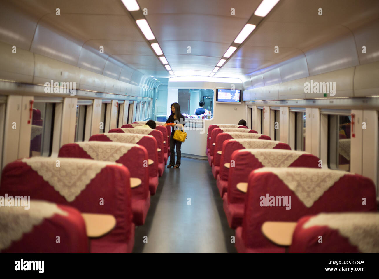 Buffet car of the bullet train, in Shanghai, China Stock Photo Alamy