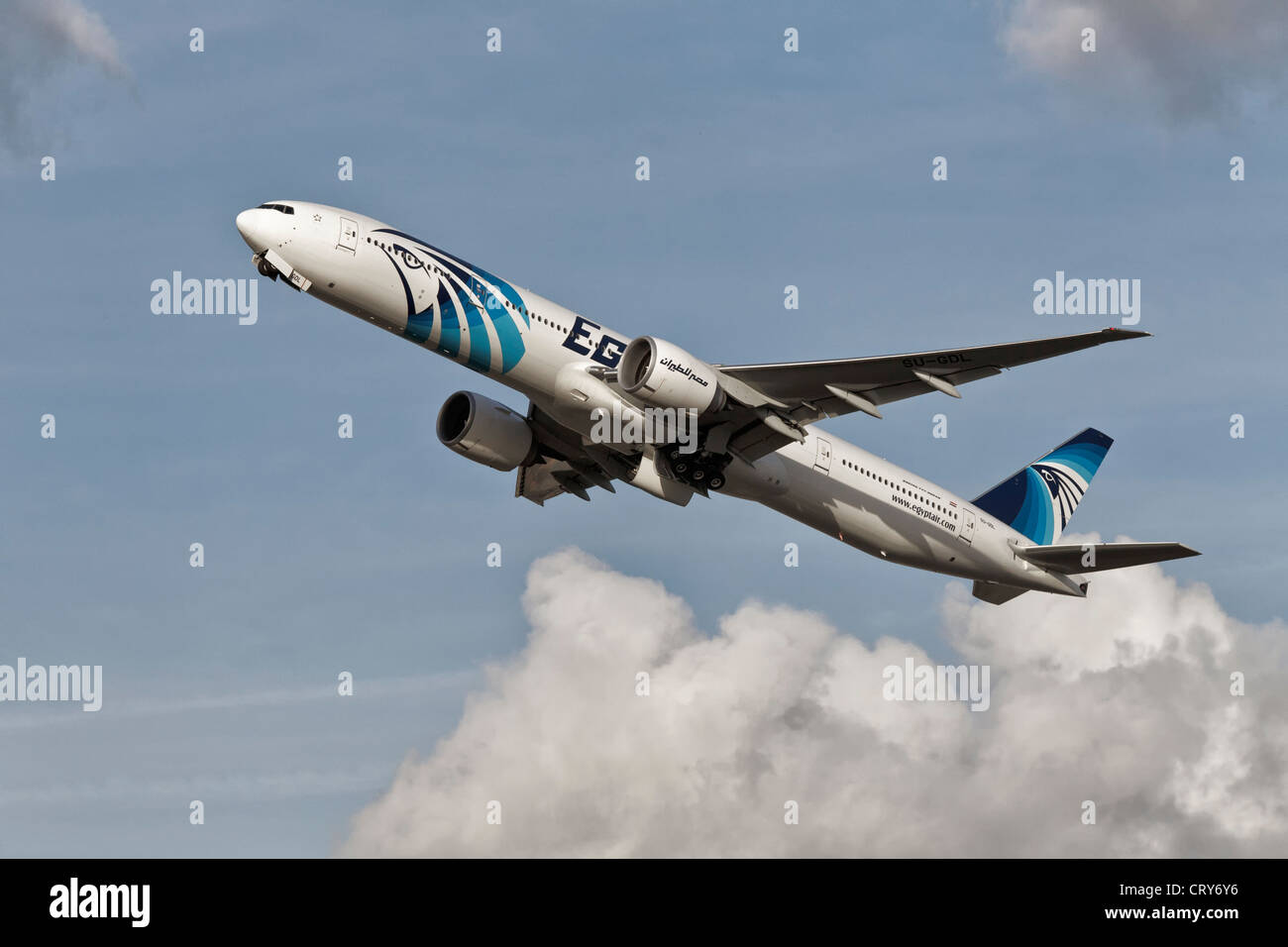 A Boeing 777 of the Egyptian airline Egyptair Stock Photo