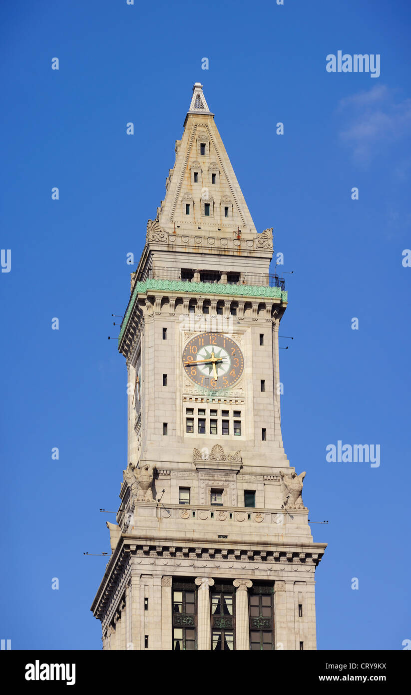 Boston Custom House Clock Tower closeup in downtown Stock Photo - Alamy