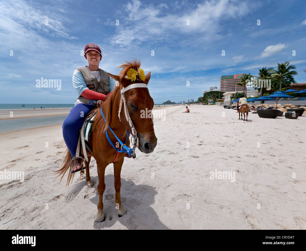 Tourist horse riding attraction at Hua Hin Beach Thailand S.E. Asia