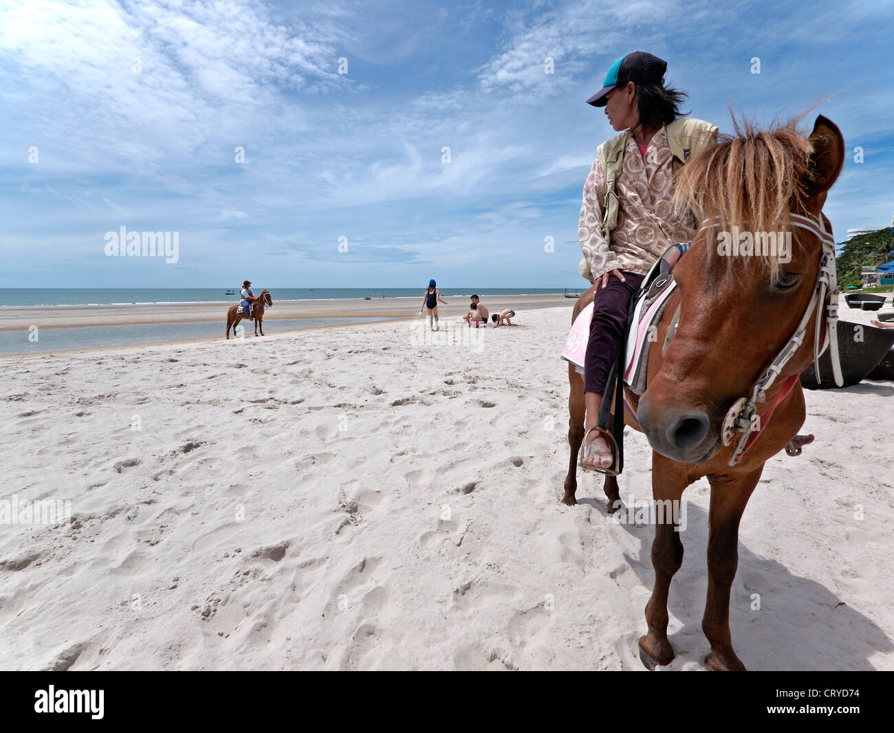 Tourist Horse Riding Attraction At Hua Hin Beach Thailand S E