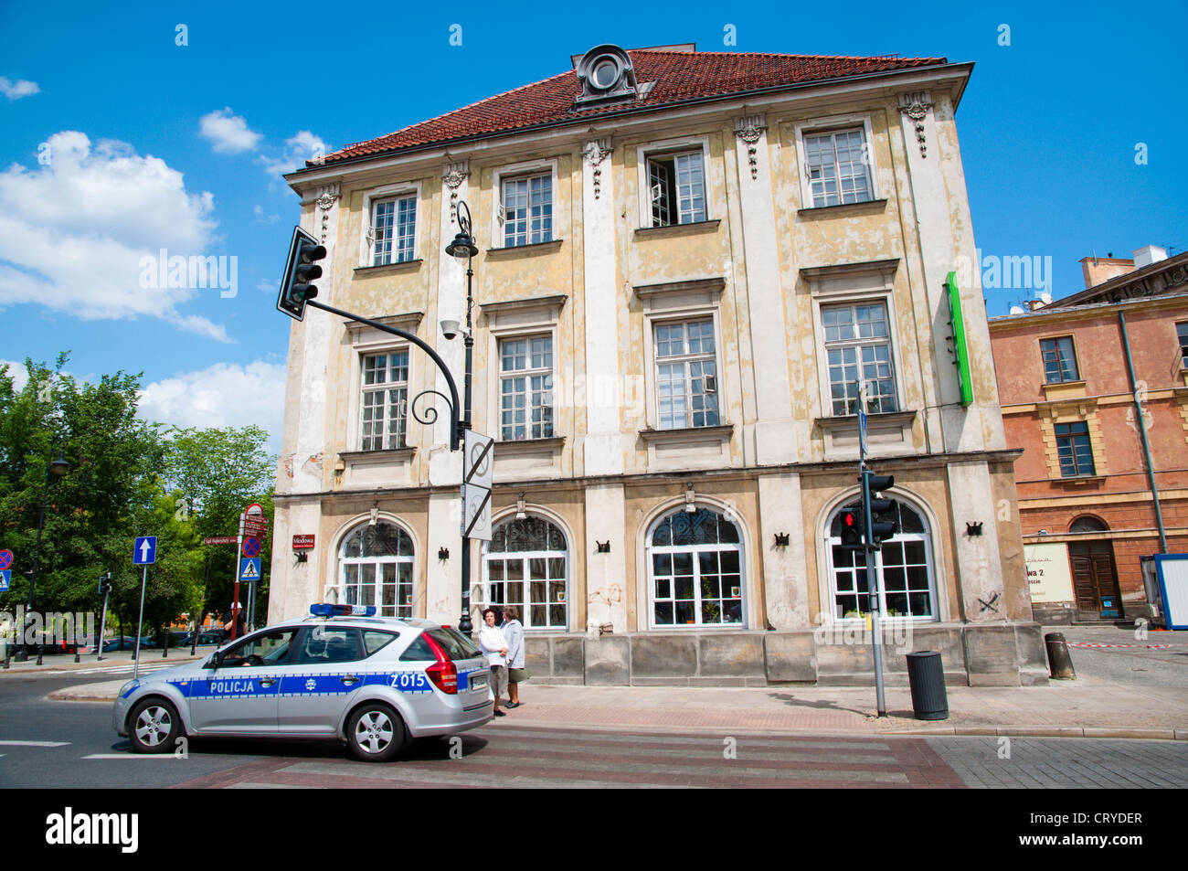 Police car along Swietokrzyska street Srodmiescie the central Warsaw Poland Europe Stock Photo