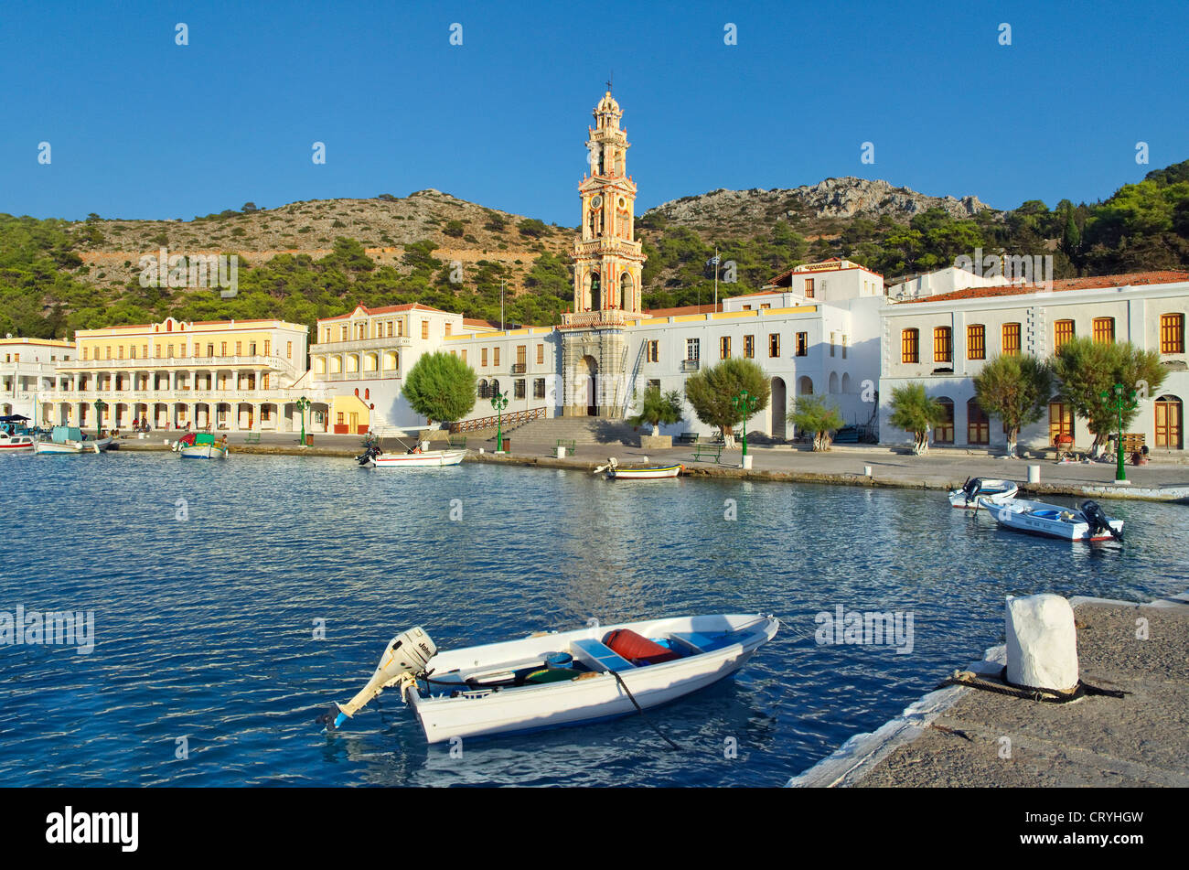 Monastery of St. Michael, Panormitis, Greek Island of Symi, Aegean Dodecanese Island Group, Greece Stock Photo