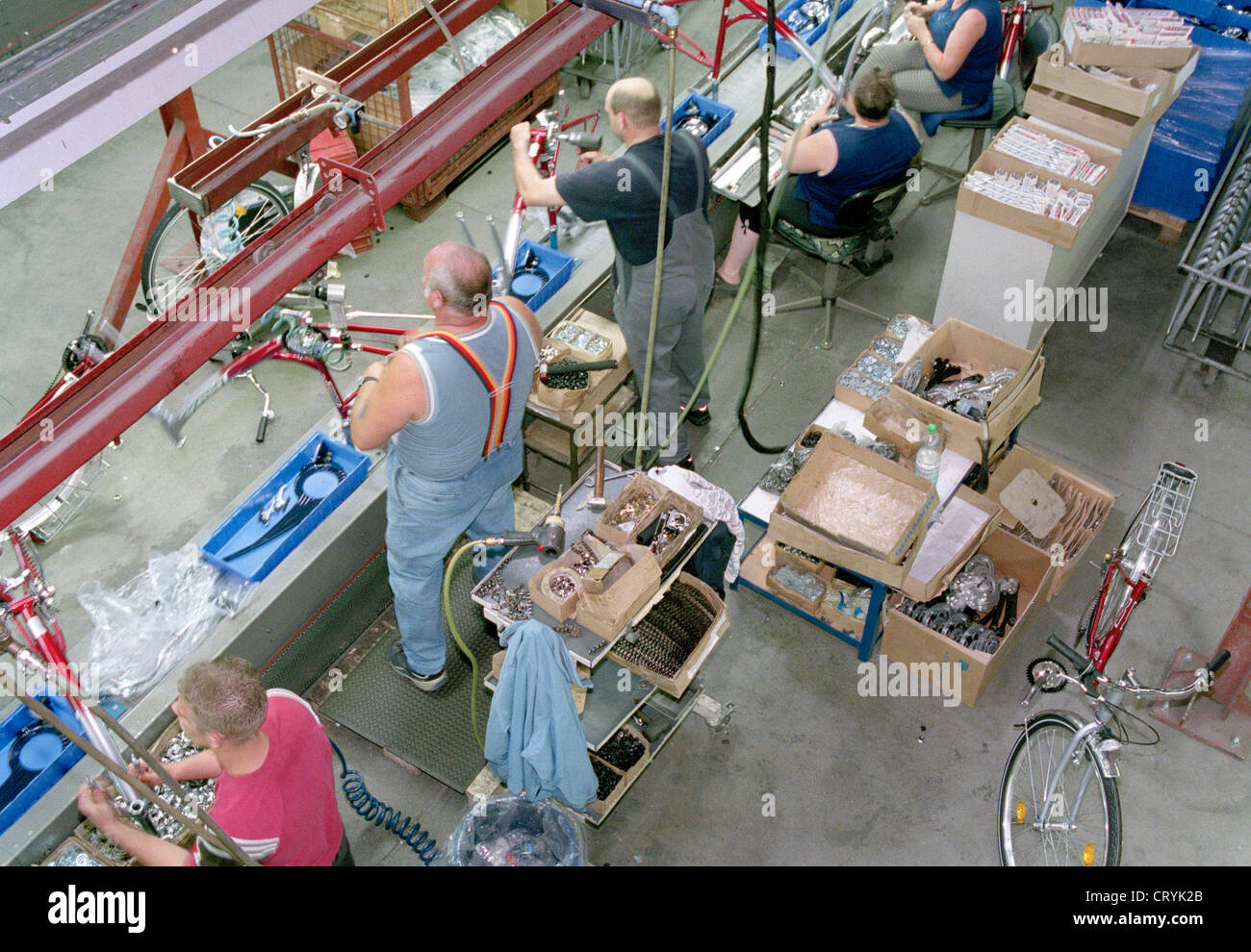 Bicycle production in the Central German bicycle works Stock Photo