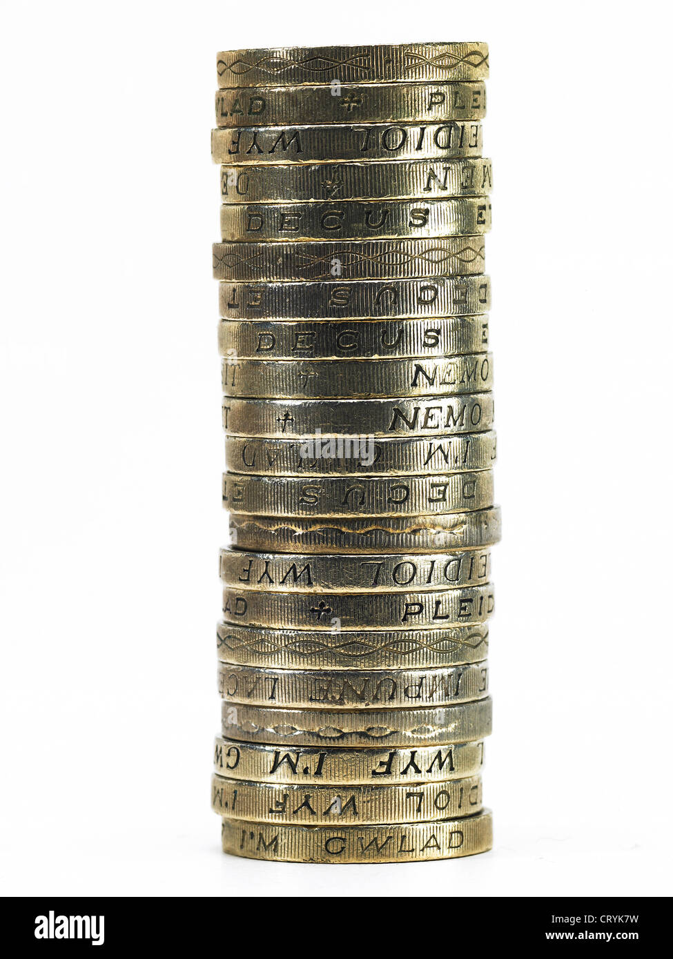 A pile of British pound coins Stock Photo