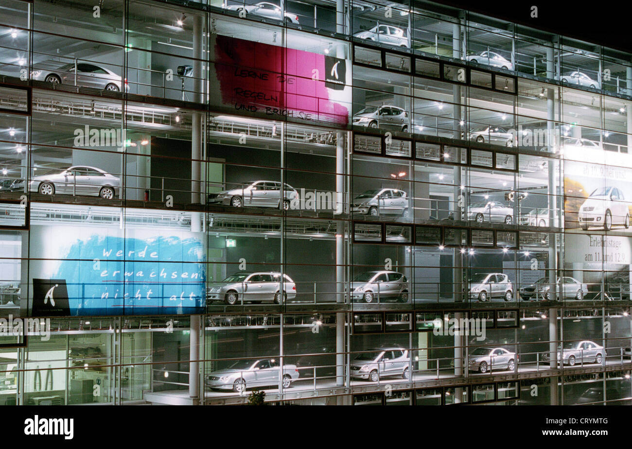 The Mercedes Benz Dealership In Munich At Night Stock Photo Alamy